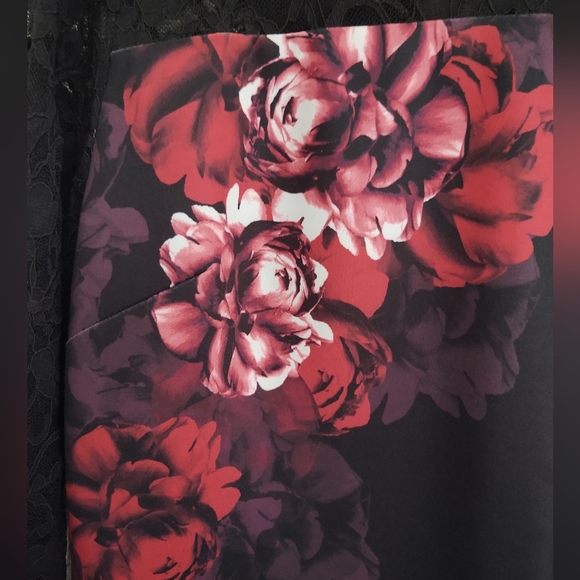 Thalia Sodi Dress Floral Scuba Sheath Black Lace Long Sleeves & Hem Size XL - Picture 10 of 14